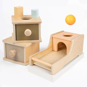 Jouets éducatifs rectangulaires pour bébés balle d'entraînement miniature montessori <span class=keywords><strong>objet</strong></span> en bois boîte de permanence avec tiroir plateau - Product Image 1