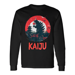 T-shirt a maniche lunghe Kaiju Birthday Party Monster con cerchio rosso, design in stile giapponese, unisex, girocollo, stampa digitale - Product Image 2