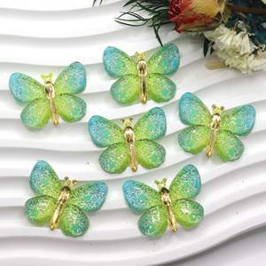 Breloque Cabochon Papillon Brillant en Résine à Dos Plat pour Décoration DIY Téléphone/Artisanat - Product Image 5