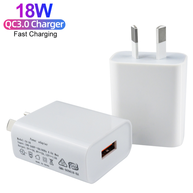 Hot Sale AU Plug Phone Charger QC 3.0 USB Travel Wall Quick Fast Charger Wall Charger