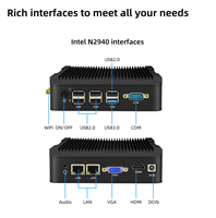 Mini PC Industrial sin Ventilador con CPU N5095, 4 Puertos COM, 2 Puertos LAN, 16+512 GB, con Windows 10/11