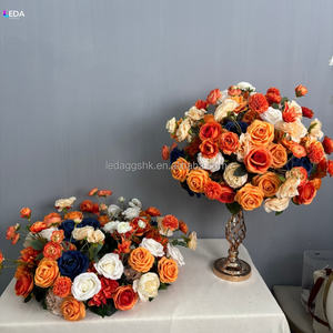 Vente d'usine LEDA : Nouvelle composition florale en soie orange personnalisée pour centre de table, fournitures pour mariages et événements, boule de fleurs artificielles - Product Image 2