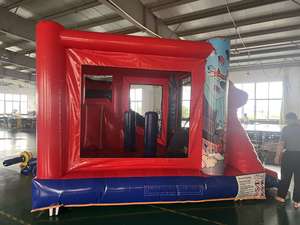Castillo Inflable QIQU de 4x4m (13x13 pies) Rojo y <span class=keywords><strong>Azul</strong></span> con Diseño de Castillo para Fiestas de Cumpleaños Infantiles, Castillo Inflable de Superhéroes - Product Image 6