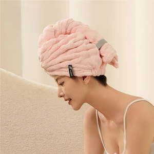 Bonnet de serviette en molleton de corail à séchage rapide pour femmes Super absorbant en microfibre <span class=keywords><strong>bain</strong></span> douche enveloppement doux <span class=keywords><strong>Turban</strong></span> adapté aux voyages - Product Image 1