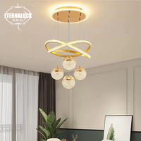 Suspension de lustre moderne nordique à 4 têtes LED en or pour restaurant, café, bar, plafonnier intérieur pour application hôtelière