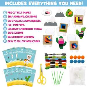 Kit de costura de Llama para principiantes, regalo educativo para adultos, proyectos creativos, para niños, crea tu propia Llama, Cactus, divertido, Kit artesanal de fieltro - Product Image 2