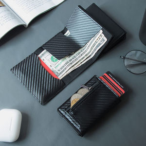 Hot Selling Custom RFID Blocking Popup <b>Wallet</b> Automatic Carbon Fiber Simple Business Card <b>Holder</b> With Zipper for Men and Women - Product Image 6