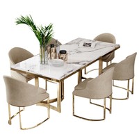 Ensemble de table et de chaises rectangulaires en marbre, style nordique postmoderne minimaliste, multifonctionnel, pour restaurant et usage domestique