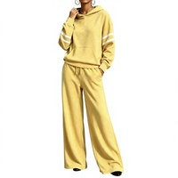 Ensemble de survêtement à capuche pour femme, doux, décontracté, deux pièces, tenue de détente pour tous les jours, style streetwear