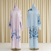 Ensemble Abaya sur mesure avec motif imprimé, 2 pièces en mousseline, vêtements modestes, service OEM, Abayas à motifs personnalisés pour les États-Unis et le Royaume-Uni