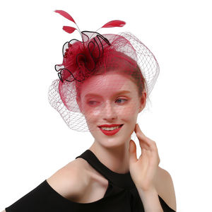 Fascinateur de <span class=keywords><strong>filet</strong></span> français pour femmes rubans de cheveux en tissu casque pour les fêtes de mariée et les costumes de mascarade - Product Image 1