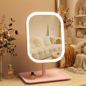 Miroir de Maquillage LED Moderne de Bureau avec 3 Couleurs de Lumière, Miroir Tactile pour Femmes, Miroir de Coiffeuse pour Chambre à Coucher - Product Image 1