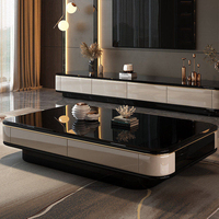 Table basse en pierre frittée noire, table d'appoint, style moderne minimaliste, luxe, rangement, durable, écologique, portable, salon