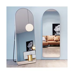 Factory Wholesale Luxury Home Decor Thickened Border Black Bath Mirrors Large Size Full Length Arch Room Decor Floor Mirrors