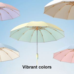 Parapluie de voyage et de trajets quotidiens, ouverture automatique, pliage inversé, protection UV UPF50, 10 baleines, cadre doré champagne, avec commande colorée - Product Image 3