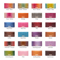Dompet Wanita PU Bergaya Retro Eropa Amerika, Multi-warna, Model Baru, Motif Buaya, dengan Kancing Magnet