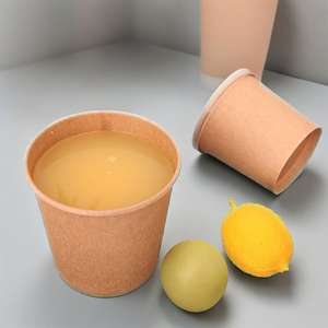 Papier artisanal blanc jetable écologique et papier kraft pour soupe et bouillie Récipient pour aliments à emporter avec couvercle - Product Image 6