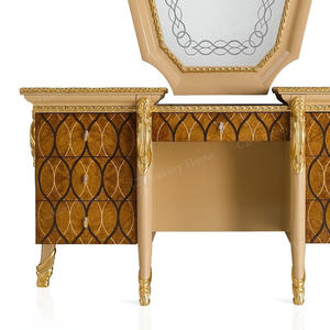 <strong>Victorian</strong> Style Elegant <strong>Dressing</strong> <strong>Table</strong> Bedroom Furniture Wooden Birch Hand Carved Gold Foil Makeup <strong>Table</strong> - Product Image 2
