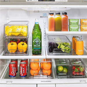 ANJUKE 2 Pack Acrílico Refrigerador de <span class=keywords><strong>plástico</strong></span> transparente Extraíble Cajones Contenedores Nevera Organizador Set <span class=keywords><strong>con</strong></span> <span class=keywords><strong>tapa</strong></span> - Product Image 4
