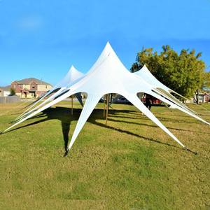 เต็นท์กันแดดกันฝนขนาดใหญ่พิเศษสำหรับตั้งแคมป์หรูหรา รูปทรงสามยอด สำหรับงานปาร์ตี้ งานอีเว้นท์ ลายดอกบัวหิมะ เต็นท์หลังคาเปิดกว้าง - Product Image 3