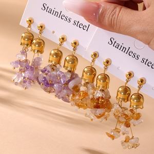 BINSHUO Кристалл колокольчик Орхидея кисточки Длинные Стильные сказочные темпераментные серьги из нержавеющей стали для женщин - Product Image 3