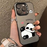 Coque de téléphone antichoc en PC style Ins avec support Love Panda Cute Niche pour iPhone 17 Pro Max 16 15
