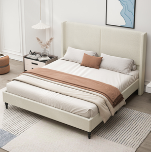 <span class=keywords><strong>Lit</strong></span> rembourré moderne <span class=keywords><strong>de</strong></span> taille King réglable avec tête <span class=keywords><strong>de</strong></span> <span class=keywords><strong>lit</strong></span> tuftée à boutons froncés écologique sans sommier <span class=keywords><strong>de</strong></span> couleur blanche - Product Image 3