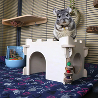 Maison de chinchilla en forme de château, cachette pour petits animaux, pour chinchilla, cobaye, hérisson ou rat, habitat en bois ventilé pour cobayes