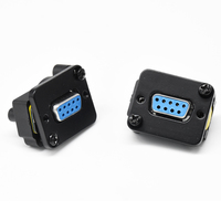 Conector Industrial RS232 D-SUB de 9 Pines DIN, Hembra a Hembra, Carcasa PA, 5A, IP67, para Soldar en Panel VGA