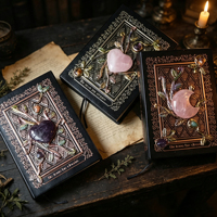 Carnet décoratif en forme de cœur, style art populaire, avec livre magique en cristal gravé, thème amour et lune, de haute qualité, naturel, pour la vente en gros