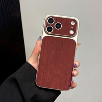 Coque de protection antichoc à motif grain de bois avec grande fenêtre de visualisation premium pour iPhone 17 Pro Max et iPhone 16