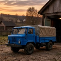 Camion RC de qualité hobby 4x4 2,4 GHz avec chargeur 60A, utilitaire classique tout-terrain, style bleu ABS+métal, fonction Follow Me, 2 canaux, télécommande 30-50m