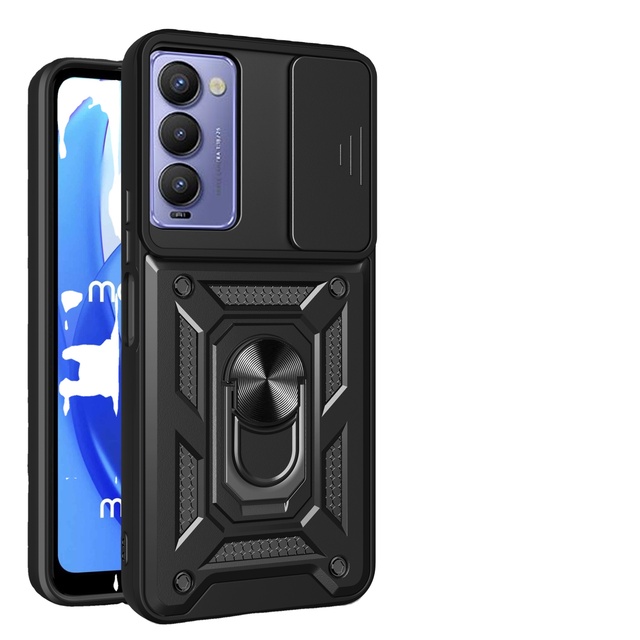 Armor Case for Tecno Camon 18/ Camon 18P/18 Premier Lens Protective Sliding Window Case ,Metal Ring Bracket Magnetic Phone Case