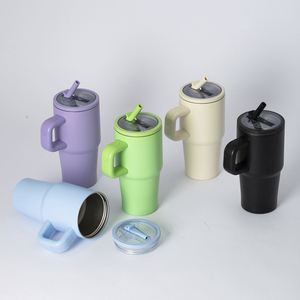 Vaso Térmico Personalizado al por Mayor de Acero Inoxidable de 20 oz, Taza de Viaje con Asa para Bebidas Frías y Calientes - Product Image 3