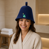 Chapeau de sauna en feutre de laine marine personnalisé avec logo brodé Statue de la Liberté, forme cloche, unisexe, pour hammam et sauna