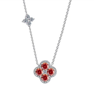 Collar con Colgante de Trébol de Cuatro Hojas de Plata de Ley S925 con Moissanita Corte Rosa, Certificado GRA, para Mujer, Marca <span class=keywords><strong>HELE</strong></span> - Product Image 2