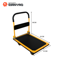 Carretilla Plegable Comercial con Gran Área de Carga, Carro de 4 Ruedas Giratorias, Carretilla de Mano Resistente para Logística