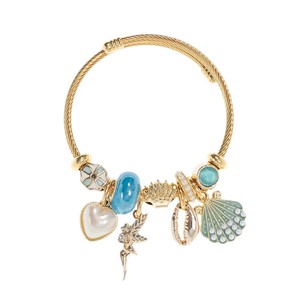 Bracciale in Acciaio Inossidabile Placcato Oro con Perle e Conchiglie, Personalizzato con Angelo dell'Amore, per Donna, 2026 - Product Image 5
