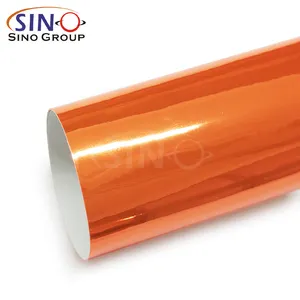 Sıcak satış SCM-06 krom ayna turuncu kendinden yapışkan çıkartmalar otomatik vücut renk değişimi sarma araba akıllı Film hava kabarcık ücretsiz vinil