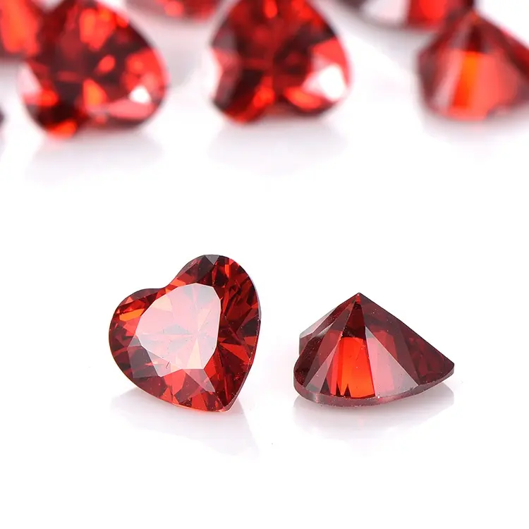 Free Samples Heart Cut Garnet Cubic Zirconia CZ Loose Gemstones New Arrival