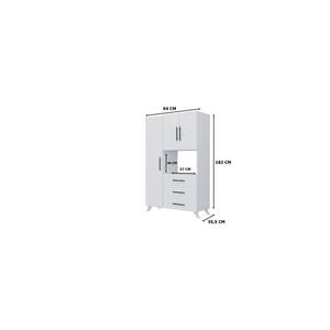 Armoire de cuisine moderne de style antique, blanche, à 3 portes et 3 tiroirs, en bois et panneaux MDF, avec compartiment pour four à micro-ondes - Product Image 4