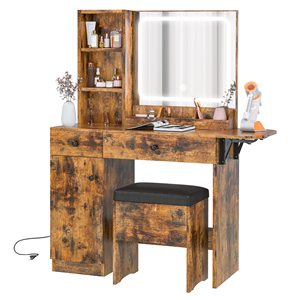 Tocador pequeño <span class=keywords><strong>de</strong></span> madera para dormitorio <span class=keywords><strong>de</strong></span> <span class=keywords><strong>maquillaje</strong></span> <span class=keywords><strong>de</strong></span> vidrio flotado con espejo y cajón Led <span class=keywords><strong>de</strong></span> luz <span class=keywords><strong>de</strong></span> cuerpo entero - Product Image 2