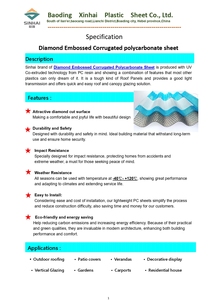 Tejas de Techo de Policarbonato Translúcido Gris Diamante, Corrugadas y Grabadas, de 2.6mm, 2.8mm y 3mm de Grosor, Duraderas, Modernas, para Parques y Hospitales - Product Image 3