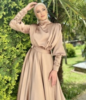 Fabricants de vêtements musulmans, robe de soirée maxi en satin musulman de Dubaï sur mesure pour femmes, pour mariage, fête, bal