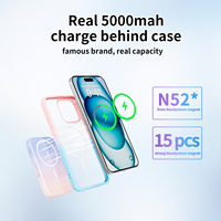 Batterie externe magnétique 5000 mAh, charge rapide sans fil magnétique PD 20W, design métallique ultra-fin