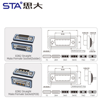 Connecteur D-SUB DB26 26 broches 3 rangées étanche IP67 blindé mâle/femelle pour l'automatisation industrielle