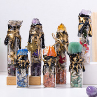 Pierres de guérison en cristal, gravier énergétique, copeaux de cristal, bouteille à vœux magique pour sorcière, ornement pour cadeau