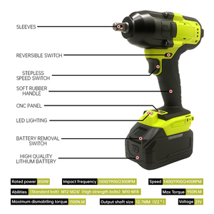 Mô-men xoắn cao cầm tay công cụ điện Pin hoạt động cờ lê - Product Image 3