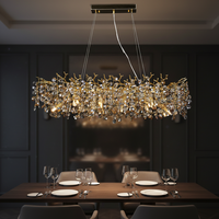Lustre décoratif en cristal K9 doré, design goutte de pluie de luxe, branches d'arbre en aluminium, pour salon et villa