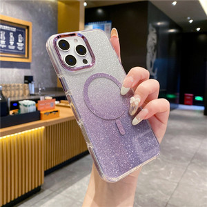 <span class=keywords><strong>Funda</strong></span> Acrílica Transparente con Gradiente <span class=keywords><strong>para</strong></span> iPhone 15 14 13 12 11 Pro Max, Carcasa Magnética <span class=keywords><strong>para</strong></span> Móvil a Prueba de Golpes con Borde Brillante - Product Image 6